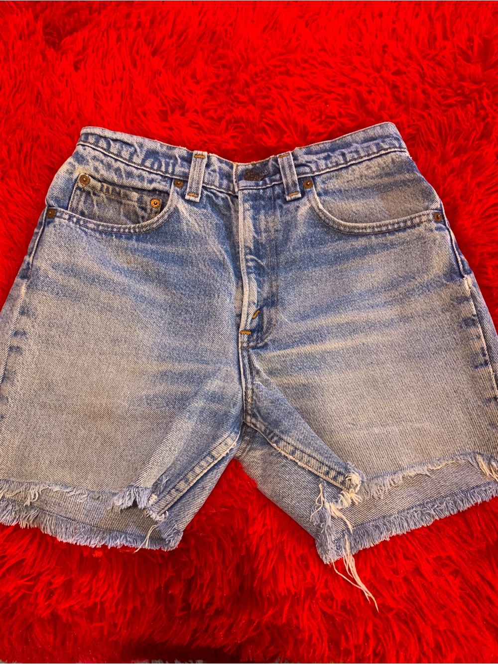 Women’s Light Blue Denim Cutoff Shorts with Frayed Hem